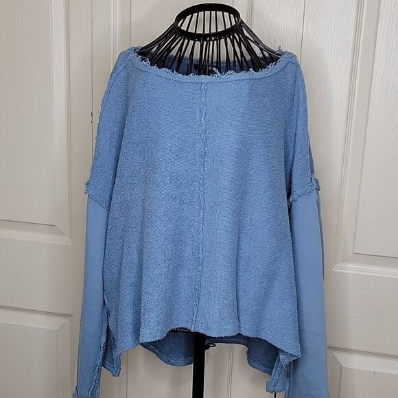 Anthropologie Oversized Blue Sweatshirt Size Small - Picture 1 of 4